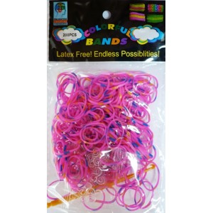 Loom bands gumičky duhované růžové 200 ks, háček a esíčka