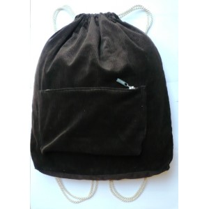 Stahovací vak na záda, batoh 40 x 45 cm, z pevného manšestru s vnější kapsou