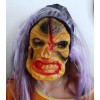 Karnevalová latexová maska s kápí a fialovými vlasy krvavá zombie