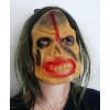 Karnevalová latexová maska s kápí a zelenými vlasy krvavá zombie